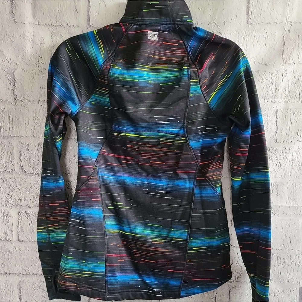 Fila Sport‎ Running Cropped Pullover Half Zip Rainbow Jacket SZ XS